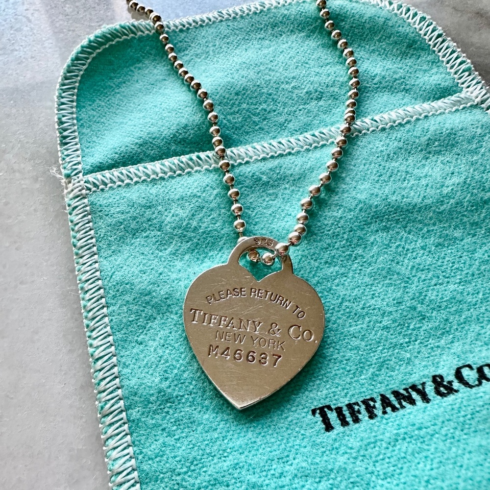Return to Tiffany Heart Dog Tag Pendant Necklace in Sterling Silver